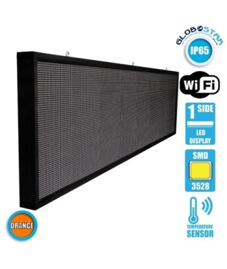 GLOBOSTAR® DISPLAY 90294 Κυλιόμενη Ψηφιακή Επιγραφή P10 Μονής Όψης LED AC 220-240V Αδιάβροχο IP65 Πορτοκαλί - WiFi Control μέσω FK APP - Αισθητήρας Θερμοκρασίας & Υγρασίας - Μ264 x Π9 x Υ72cm - 2 Χρόνια Εγγύηση